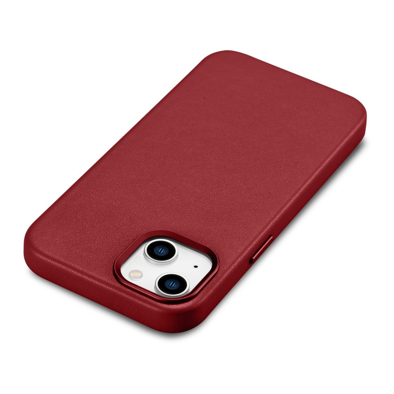 Natūralios odos dėklas iPhone 14 MagSafe Case Oda, bordo spalvos dangtelis