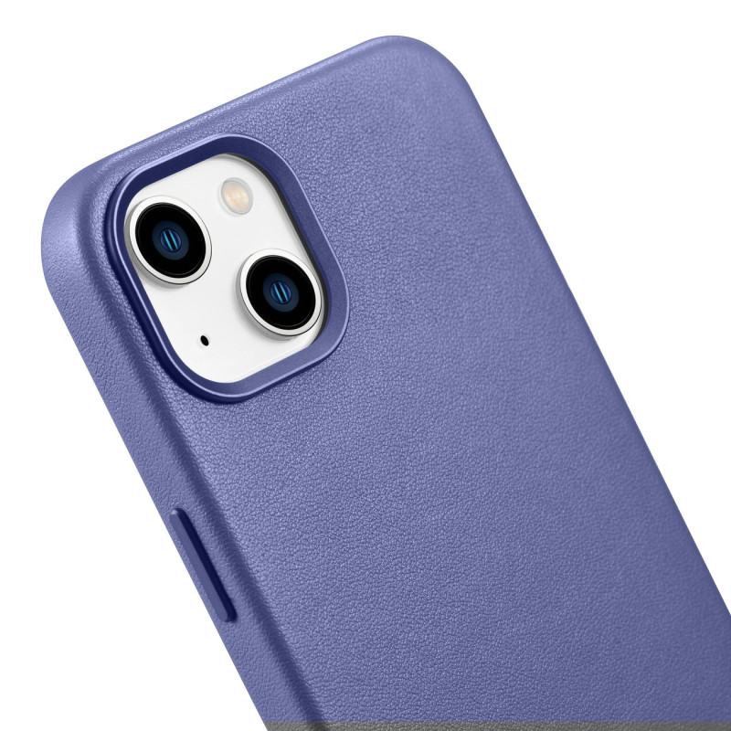 Natūralios odos dėklas iPhone 14 MagSafe Case Oda, šviesiai violetinis dangtelis