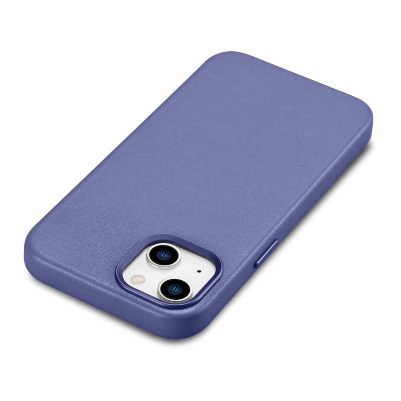 Natūralios odos dėklas iPhone 14 MagSafe Case Oda, šviesiai violetinis dangtelis