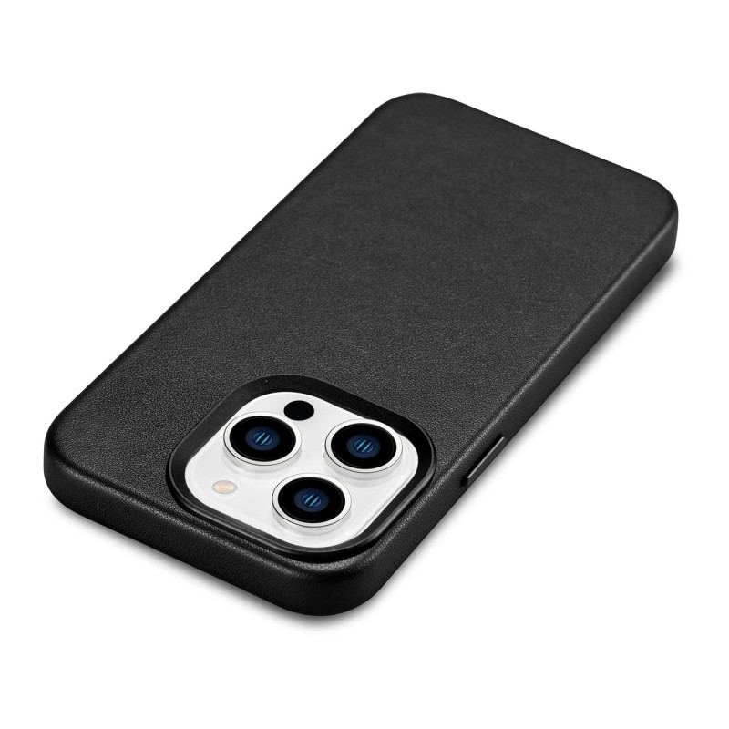 Natūralios odos dėklas iPhone 14 Pro Max MagSafe Case Leather, juodas