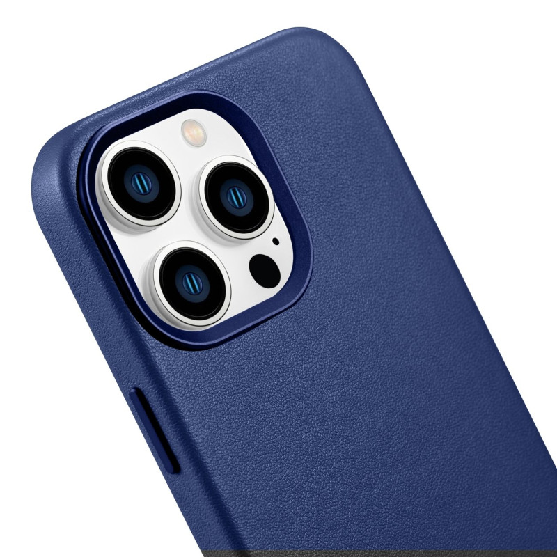 Natūralios odos dėklo dangtelis iPhone 14 Pro Max MagSafe Case Leather, šviesiai mėlynas