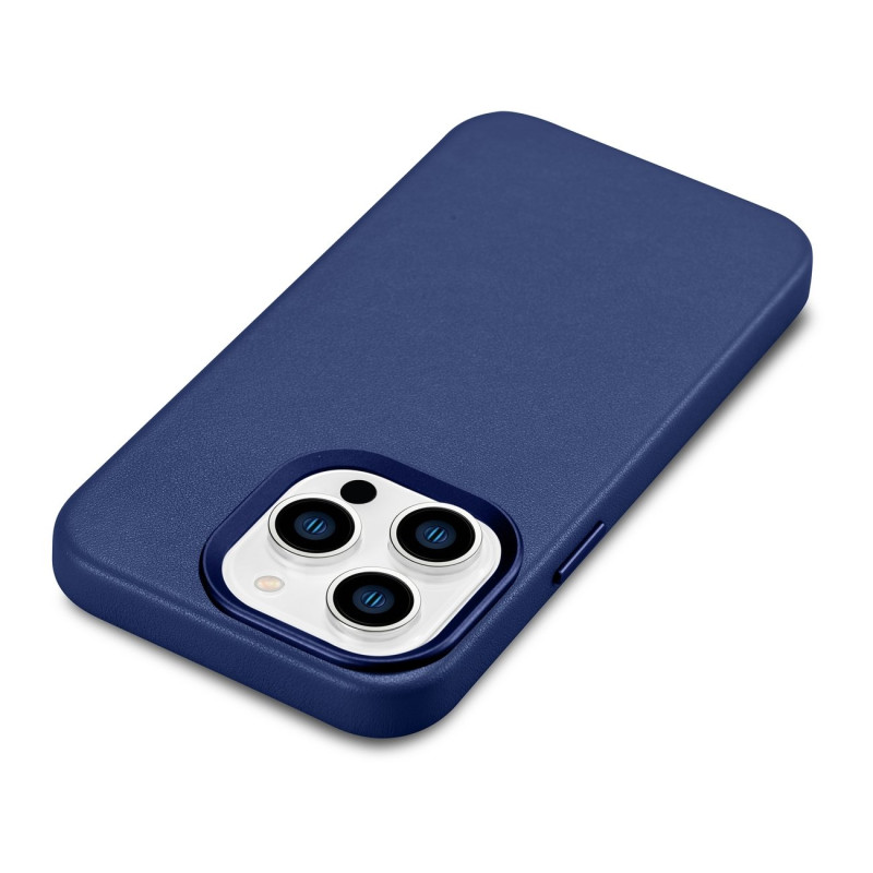 Natūralios odos dėklo dangtelis iPhone 14 Pro Max MagSafe Case Leather, šviesiai mėlynas