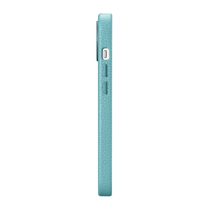 iPhone 14 magnetinis odinis dėklas su MagSafe Litchi Premium Leather Case žalia spalva