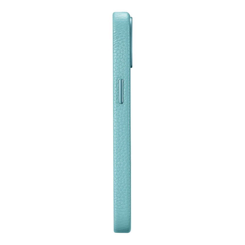 iPhone 14 magnetinis odinis dėklas su MagSafe Litchi Premium Leather Case žalia spalva