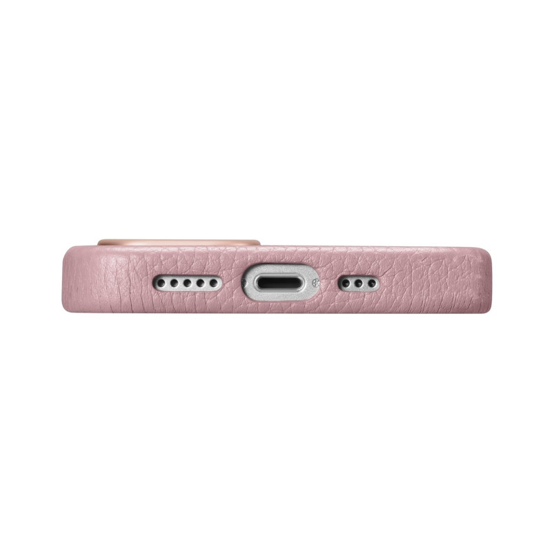 iPhone 14 magnetinis odinis dėklas su MagSafe Litchi Premium Leather Case rožiniu dėklu