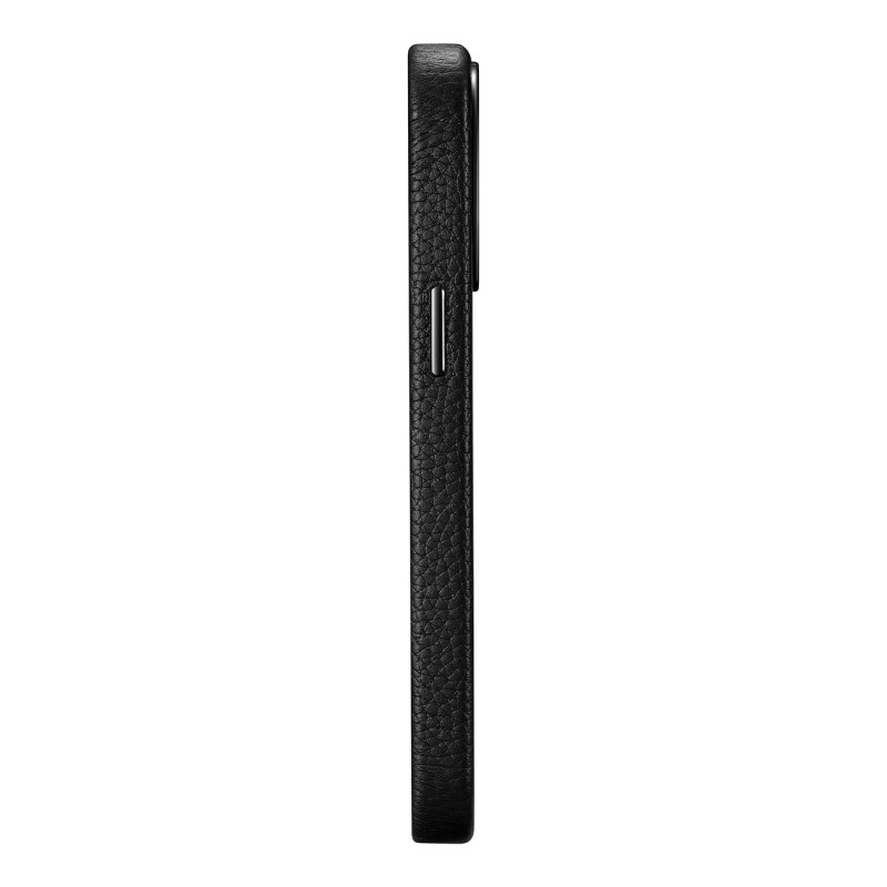iPhone 14 Pro magnetinis odinis dėklas su MagSafe Litchi Premium Leather Case juodu
