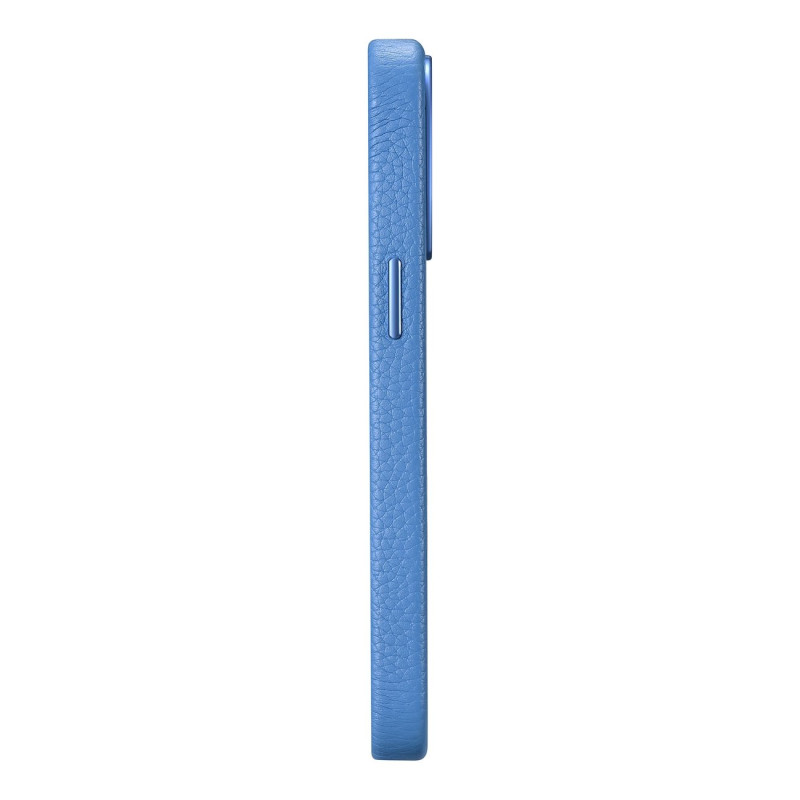 „iPhone 14 Pro“ magnetinis odinis dėklas su „MagSafe Litchi Premium Leather Case“ mėlynu dėklu