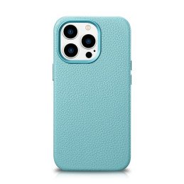 
iPhone 14 Pro magnetinis odinis dėklas su MagSafe Litchi Premium Leather Case žalia spalva
