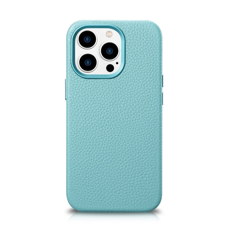 
iPhone 14 Pro magnetinis odinis dėklas su MagSafe Litchi Premium Leather Case žalia spalva
