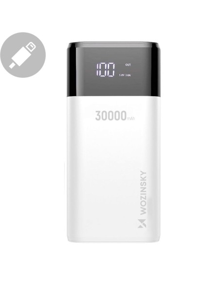 Powerbank 30000mAh Li-Po 4 x USB su LCD ekranu 2 A baltas