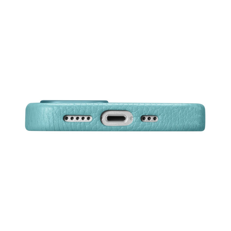 iPhone 14 Pro magnetinis odinis dėklas su MagSafe Litchi Premium Leather Case žalia spalva