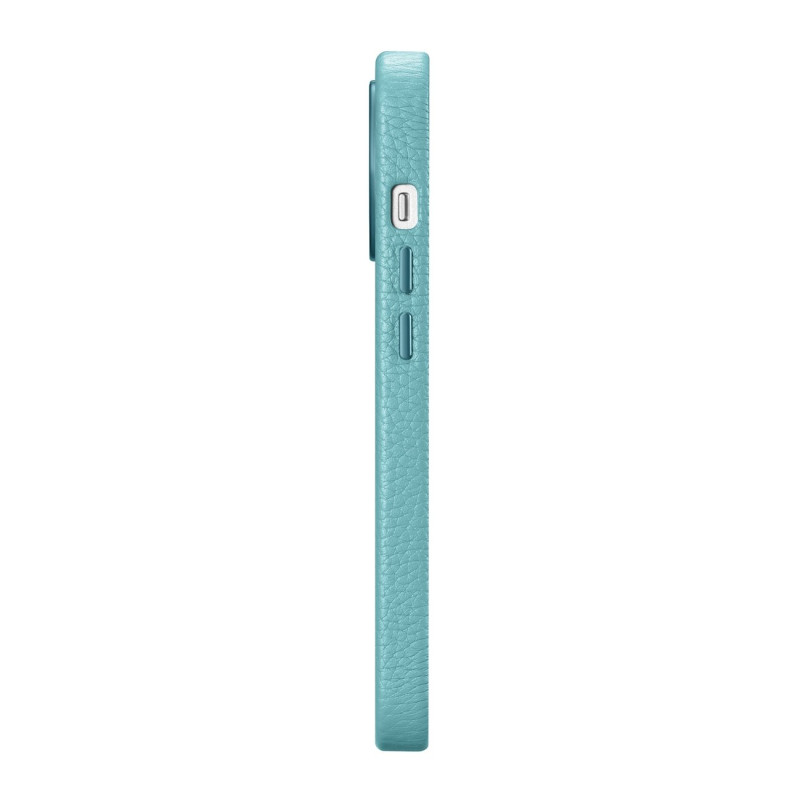 iPhone 14 Pro magnetinis odinis dėklas su MagSafe Litchi Premium Leather Case žalia spalva