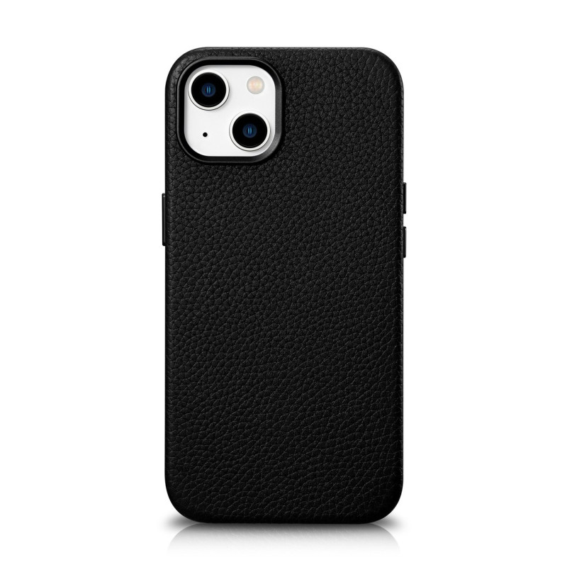 
iPhone 14 Plus magnetinis odinis dėklas su MagSafe Litchi Premium Leather Case juodu

