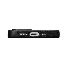 
iPhone 14 Plus magnetinis odinis dėklas su MagSafe Litchi Premium Leather Case juodu
