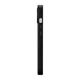 
iPhone 14 Plus magnetinis odinis dėklas su MagSafe Litchi Premium Leather Case juodu
