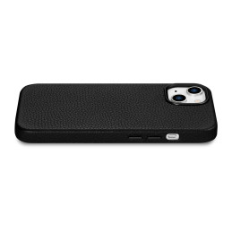 
iPhone 14 Plus magnetinis odinis dėklas su MagSafe Litchi Premium Leather Case juodu

