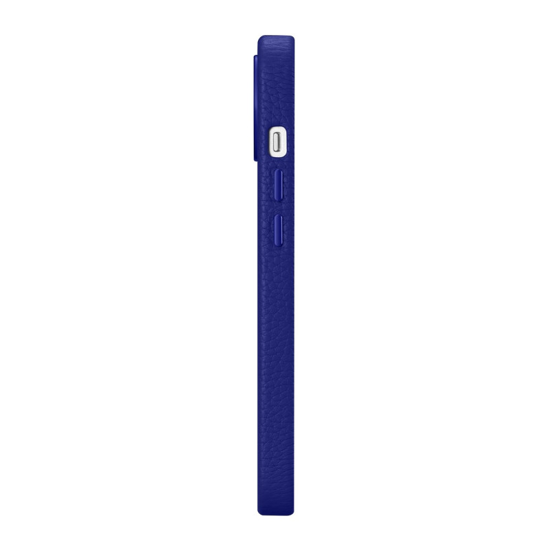 iPhone 14 Plus magnetinis odinis dėklas su MagSafe Litchi Premium Leather Case tamsiai mėlynu dėklu