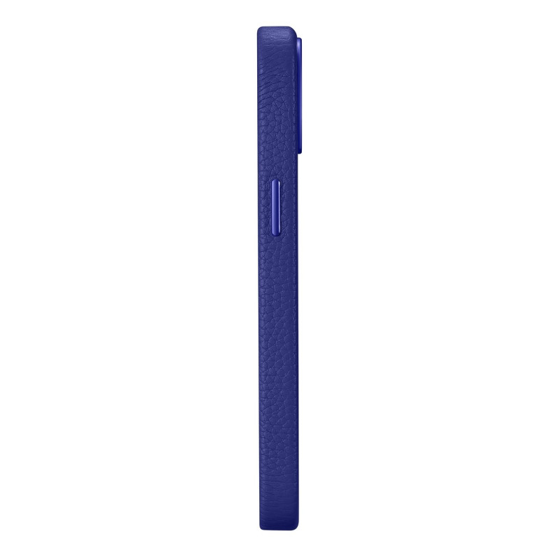 iPhone 14 Plus magnetinis odinis dėklas su MagSafe Litchi Premium Leather Case tamsiai mėlynu dėklu