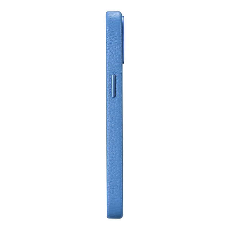 iPhone 14 Plus magnetinis odinis dėklas su MagSafe Litchi Premium odiniu dėklu mėlynai