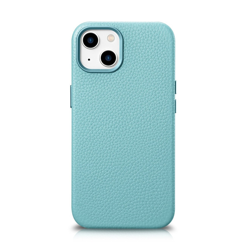 
iPhone 14 Plus magnetinis odinis dėklas su MagSafe Litchi Premium Leather Case žalia spalva
