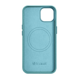 
iPhone 14 Plus magnetinis odinis dėklas su MagSafe Litchi Premium Leather Case žalia spalva
