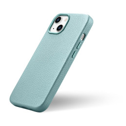 
iPhone 14 Plus magnetinis odinis dėklas su MagSafe Litchi Premium Leather Case žalia spalva

