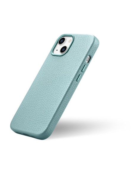 
iPhone 14 Plus magnetinis odinis dėklas su MagSafe Litchi Premium Leather Case žalia spalva
