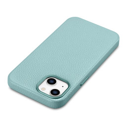 
iPhone 14 Plus magnetinis odinis dėklas su MagSafe Litchi Premium Leather Case žalia spalva
