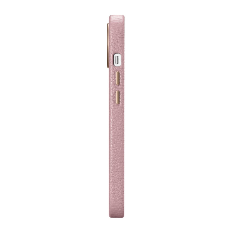 iPhone 14 Plus magnetinis odinis dėklas su MagSafe Litchi Premium Leather Case rožiniu dėklu