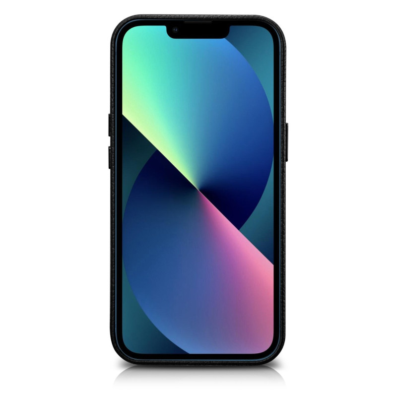 
iPhone 14 Pro Max magnetinis odinis dėklas su MagSafe Litchi Premium Leather Case juodu
