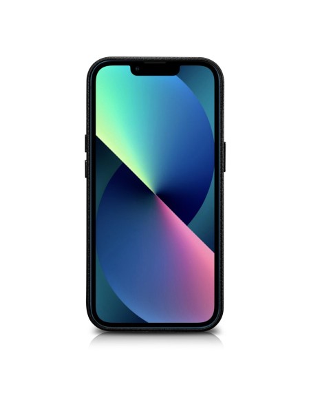 
iPhone 14 Pro Max magnetinis odinis dėklas su MagSafe Litchi Premium Leather Case juodu
