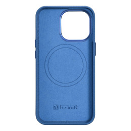 
iPhone 14 Pro Max magnetinis odinis dėklas su MagSafe Litchi Premium Leather Case mėlynu dėklu
