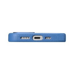 
iPhone 14 Pro Max magnetinis odinis dėklas su MagSafe Litchi Premium Leather Case mėlynu dėklu
