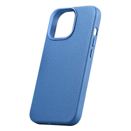 
iPhone 14 Pro Max magnetinis odinis dėklas su MagSafe Litchi Premium Leather Case mėlynu dėklu
