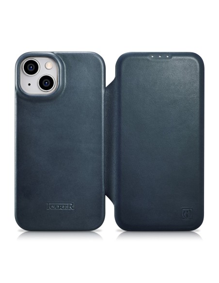 
Odinis „iPhone 14“ magnetinis atverčiamas dėklas „MagSafe CE Oil Wax Premium Leather Blue“.
