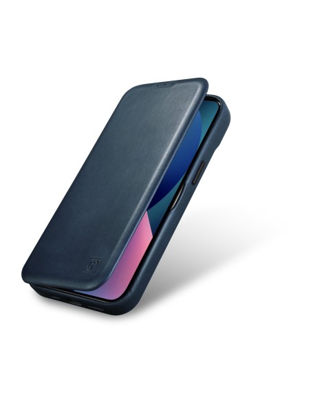 
Odinis „iPhone 14“ magnetinis atverčiamas dėklas „MagSafe CE Oil Wax Premium Leather Blue“.
