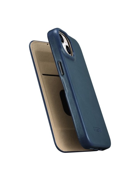 
Odinis „iPhone 14“ magnetinis atverčiamas dėklas „MagSafe CE Oil Wax Premium Leather Blue“.
