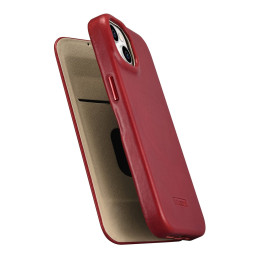 
„iPhone 14“ magnetinis atverčiamas dėklas „MagSafe CE Oil Wax Premium“ odinis bordo spalvos
