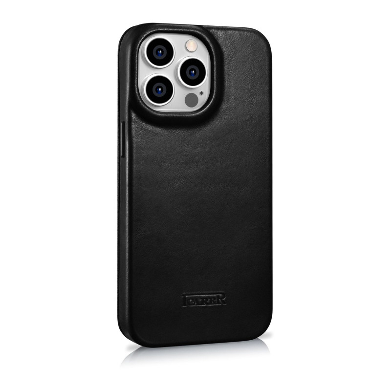 „iPhone 14 Pro“ magnetinis atverčiamas dėklas „MagSafe CE Oil Wax Premium Leather Black“.