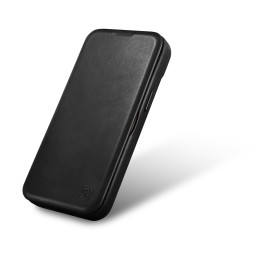 
„iPhone 14 Plus“ magnetinis atverčiamas dėklas „MagSafe CE Oil Wax Premium Leather Black“.
