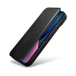 
„iPhone 14 Plus“ magnetinis atverčiamas dėklas „MagSafe CE Oil Wax Premium Leather Black“.

