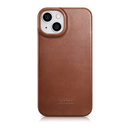 
„iPhone 14 Plus“ magnetinis atverčiamas odinis dėklas „MagSafe CE Oil Wax Premium Leather Brown“.
