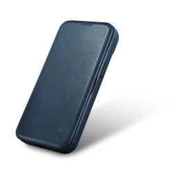 
„iPhone 14 Plus“ magnetinis atverčiamas dėklas „MagSafe CE Oil Wax Premium Leather“ tamsiai mėlynas
