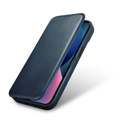 
„iPhone 14 Plus“ magnetinis atverčiamas dėklas „MagSafe CE Oil Wax Premium Leather“ tamsiai mėlynas

