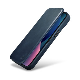 
„iPhone 14 Plus“ magnetinis atverčiamas dėklas „MagSafe CE Oil Wax Premium Leather“ tamsiai mėlynas
