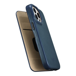 
„iPhone 14 Pro Max“ magnetinis atverčiamas dėklas „MagSafe CE Oil Wax Premium Leather“ tamsiai mėlynas
