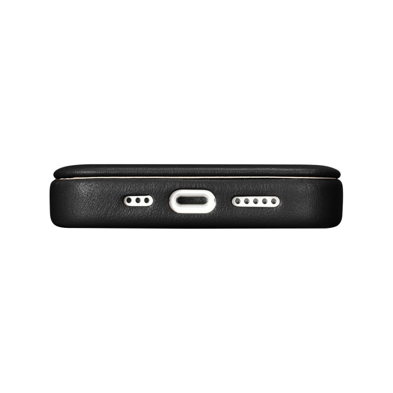 Odinis dėklas iPhone 14 su magnetiniu atvartu MagSafe CE Premium Leather juoda