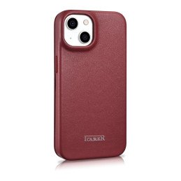 
iPhone 14 odinis dėklas su magnetiniu atvartu MagSafe CE Premium Leather bordo spalvos
