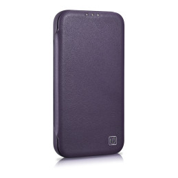 
Odinis dėklas iPhone 14 su magnetiniu atvartu MagSafe CE Premium Leather violetinė
