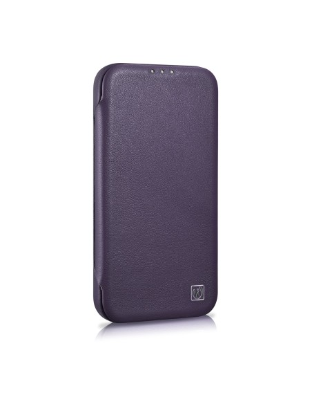 
Odinis dėklas iPhone 14 su magnetiniu atvartu MagSafe CE Premium Leather violetinė
